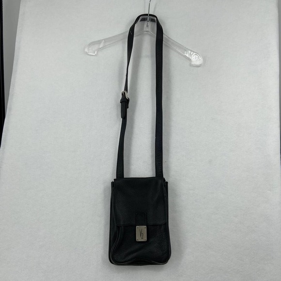 V2 Quo Vadis Pebbled Leather Crossbody Organizer Handbag Made in India Black - Picture 13 of 13